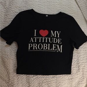 Black Graphic Crop Top